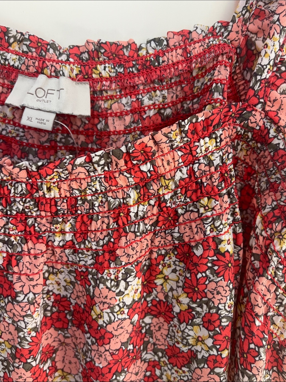 LOFT Red Floral Ruffle-Strap Tank Top - Picture 4 of 5